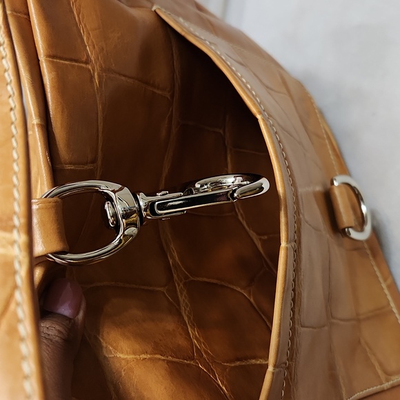 Dooney & Bourke Tan Croc Embossed Leather Shoulder Bag - Picture 16 of 16